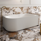 Cassa Design V-Groove 1500mm Right Hand Corner Acrylic Back to Wall Bath Includes Overflow - Matte White - BT-VG1500R