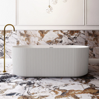 Cassa Design V-Groove 1500mm Freestanding Round Acrylic Bath Includes Overflow - Matte White - BT-VG1500
