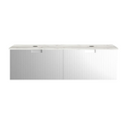 Parisi Riga Venti 1400mm Wall Hung Matte White Double Basin Vanity Cabinet - Engineered Stone Top - V-RG-1400-MW-20C