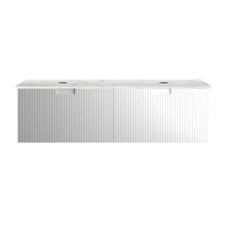 Parisi Riga Venti 1400mm Wall Hung Matte White Double Basin Vanity Cabinet - Engineered Stone Top - V-RG-1400-MW-20C
