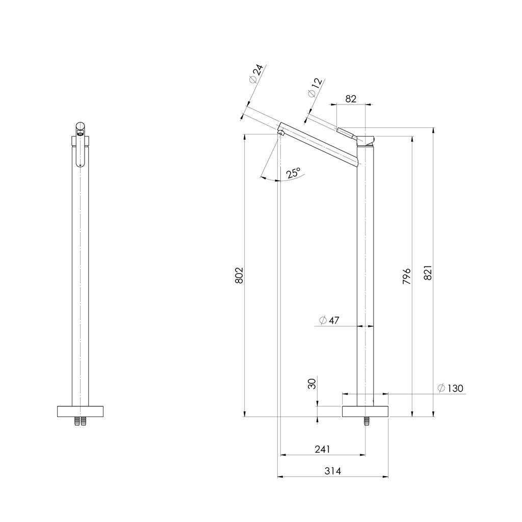 Phoenix Vivid Floor Mounted Bath Mixer - Chrome - V799 CHR