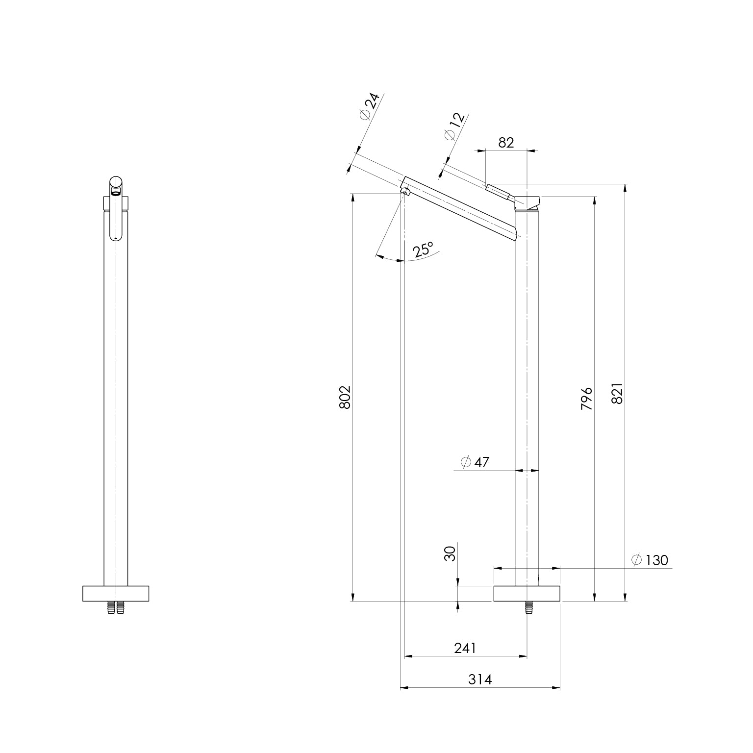 Phoenix Vivid Floor Mounted Bath Mixer - Chrome - V799 CHR