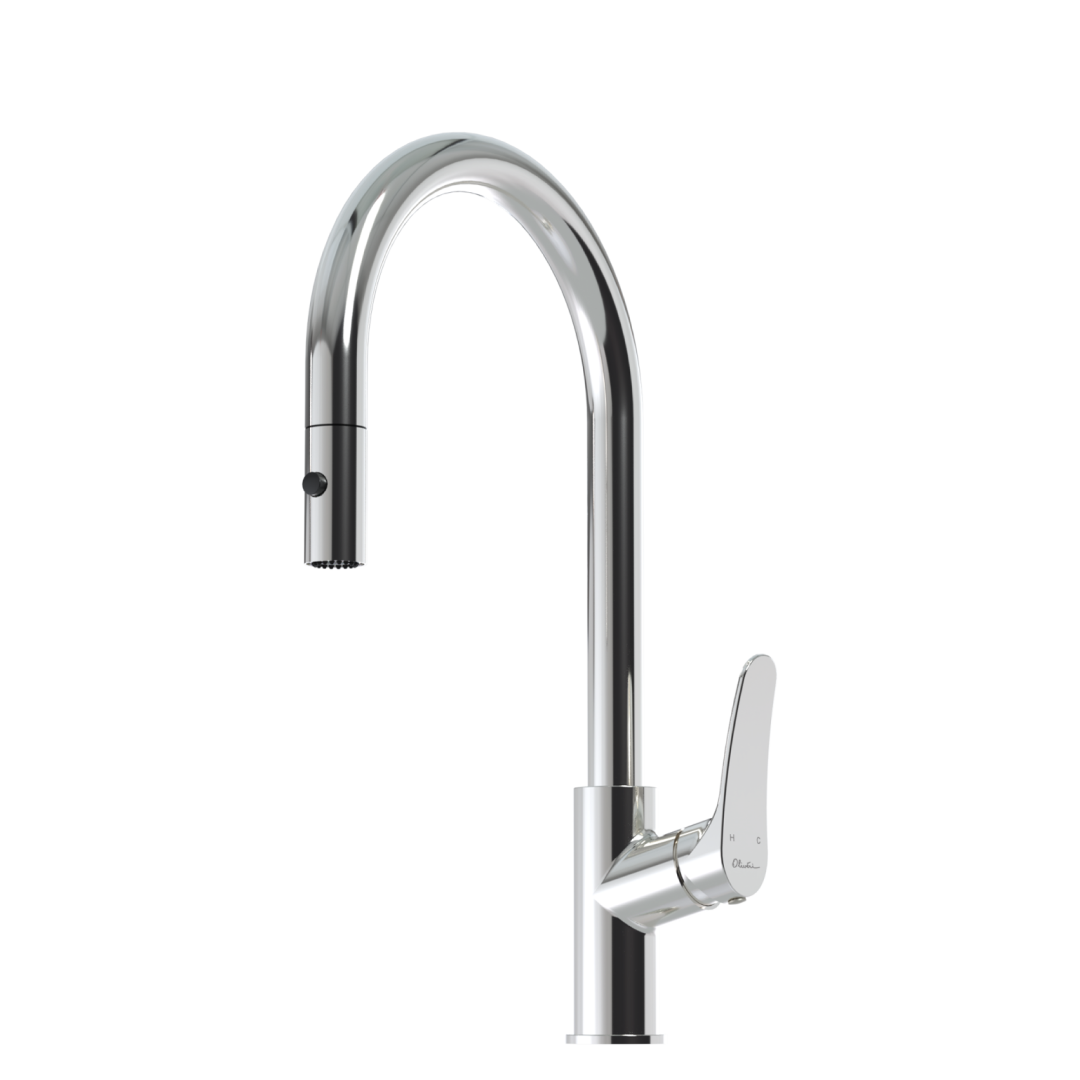 Oliveri Verona Pull-Out Gooseneck Spray Mixer - LF Chrome - VA306500CR-P