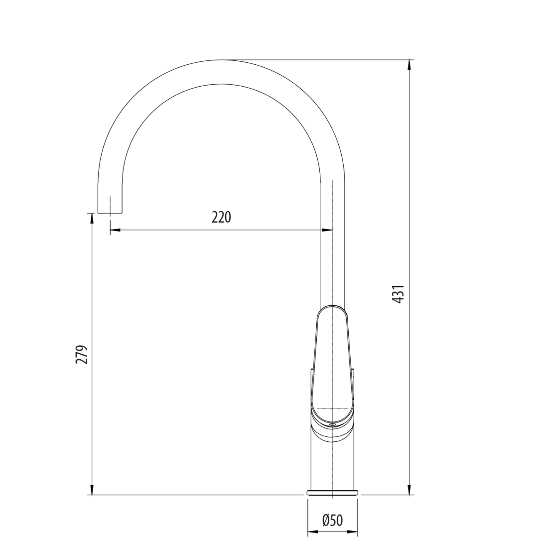 Oliveri Verona Gooseneck Sink Mixer - LF Matte Black - VA306516MB