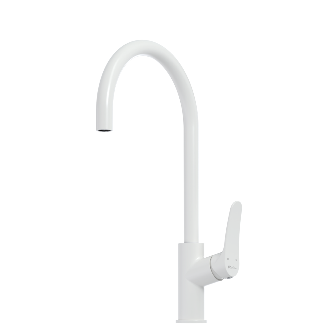 Oliveri Verona Gooseneck Sink Mixer - LF White - VA306507WH