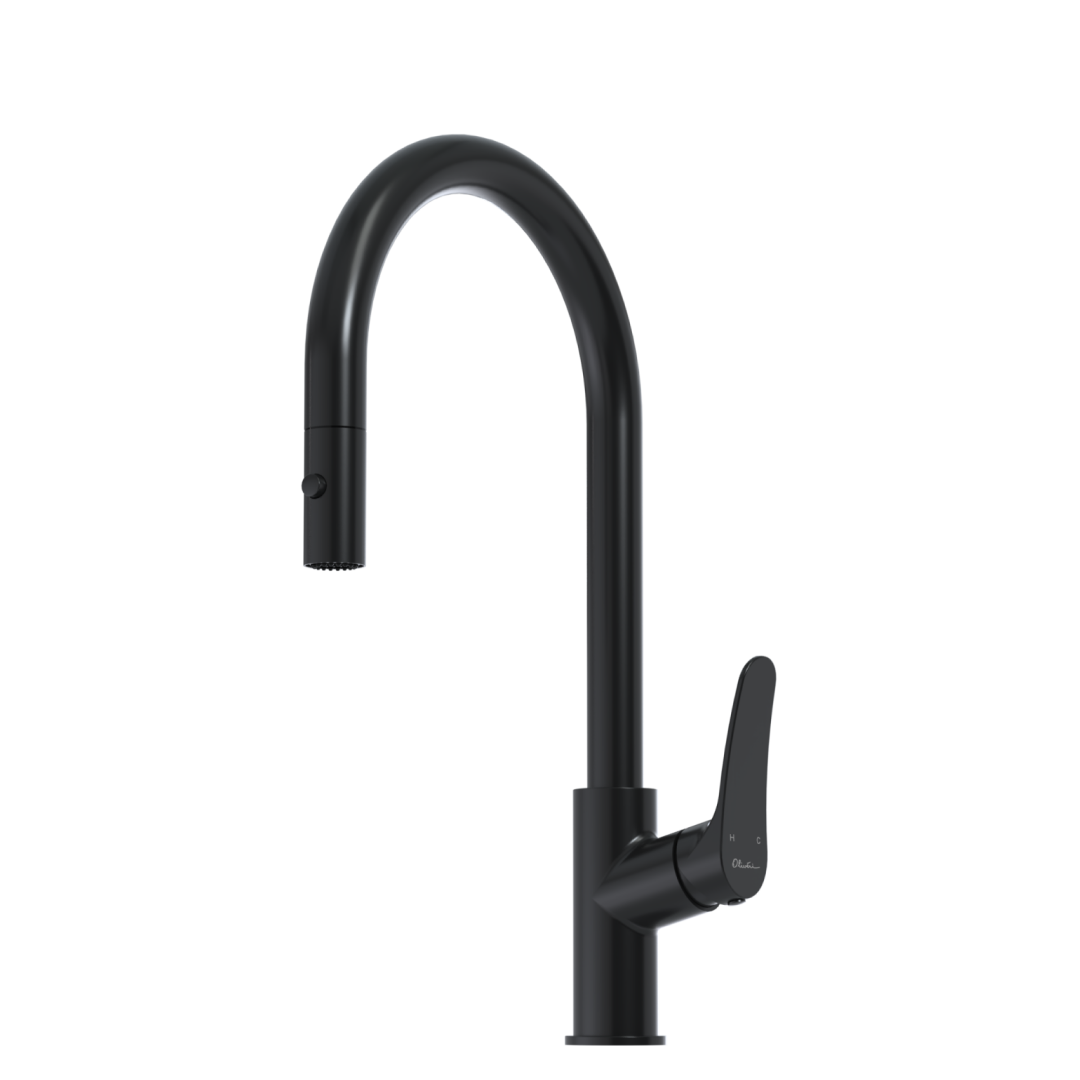 Oliveri Verona Pull-Out Gooseneck Spray Mixer - LF Matte Black - VA306516MB-P