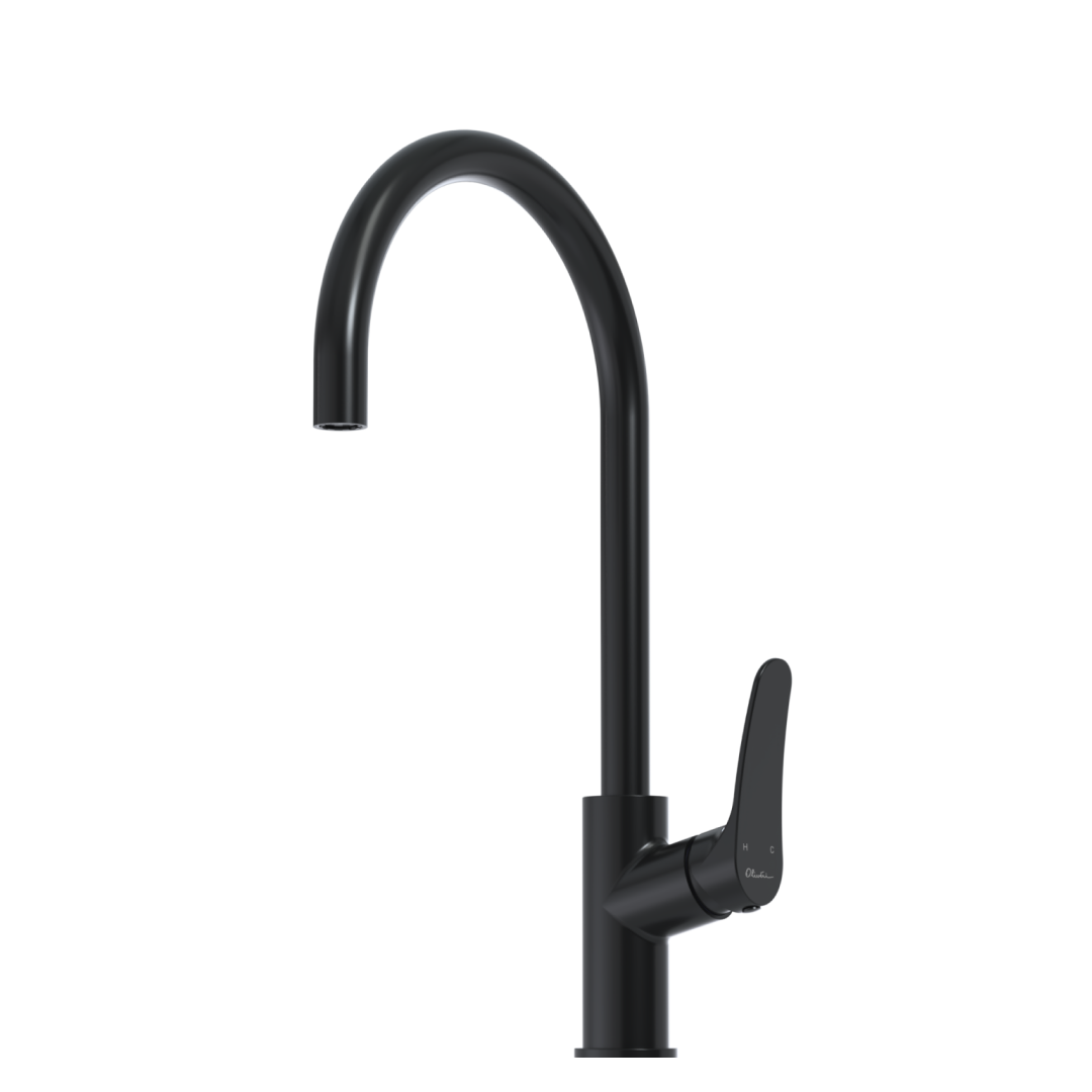 Oliveri Verona Gooseneck Sink Mixer - LF Matte Black - VA306516MB
