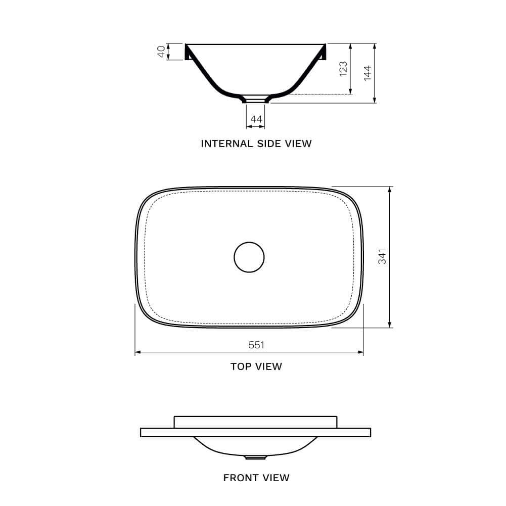Parisi Alveo 55x34 Inset Basin - Gloss White - VA50