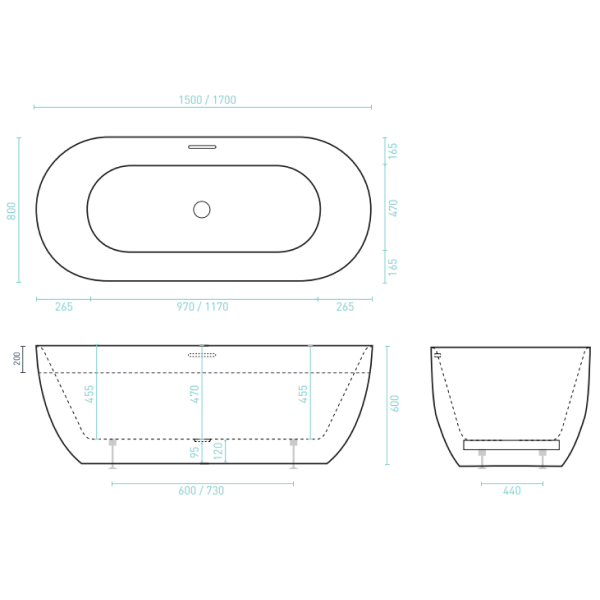 Decina Valentina 1700 Freestanding Matte White Bath Includes Overflow - VA1700MW
