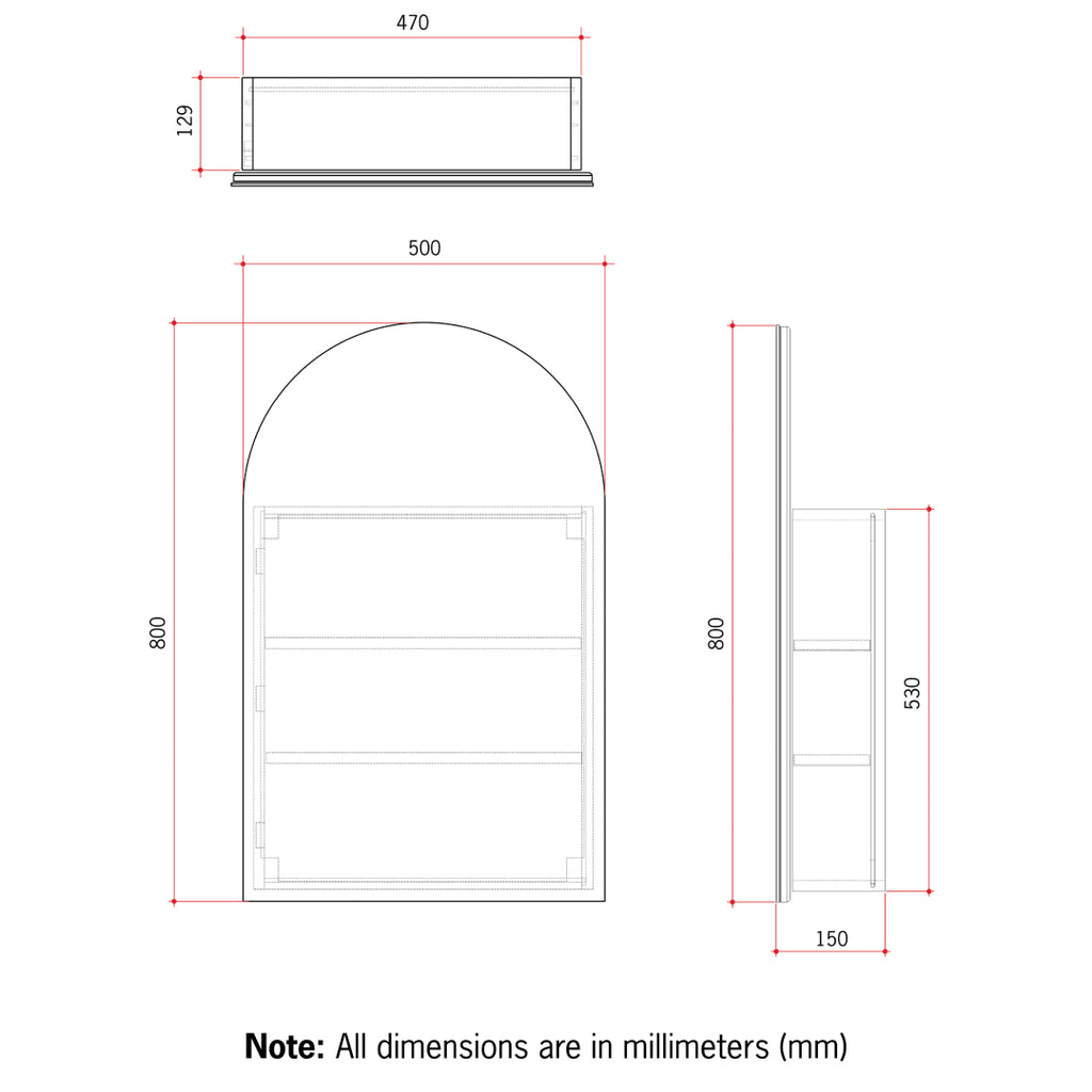 Thermogroup VC5080W Arch White Mirror Cabinet