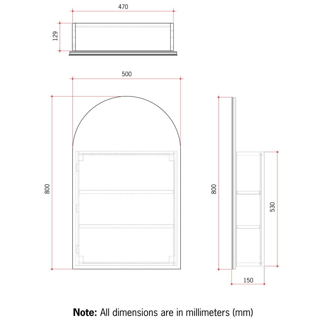 Thermogroup VC5080W Arch White Mirror Cabinet
