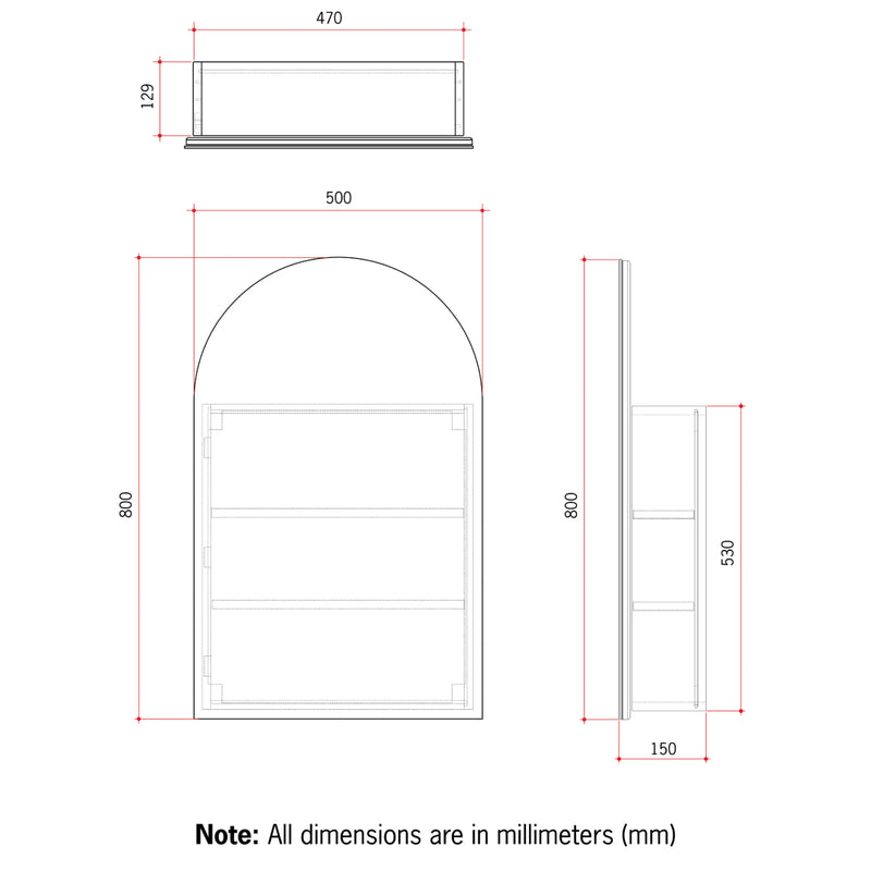 Thermogroup VC5080W Arch White Mirror Cabinet