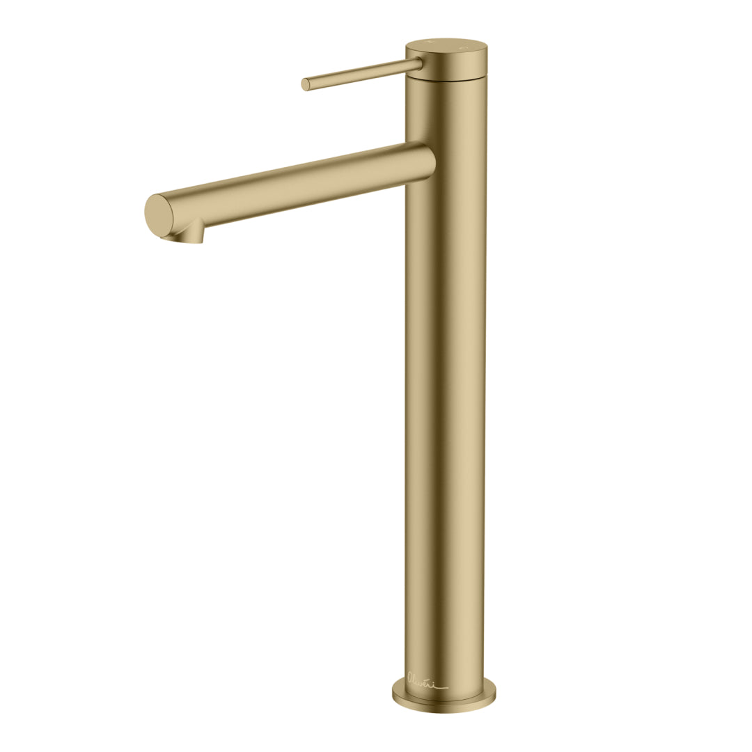 Oliveri Venice Straight Tower Basin Mixer - LF Classic Gold - VE107503FCG