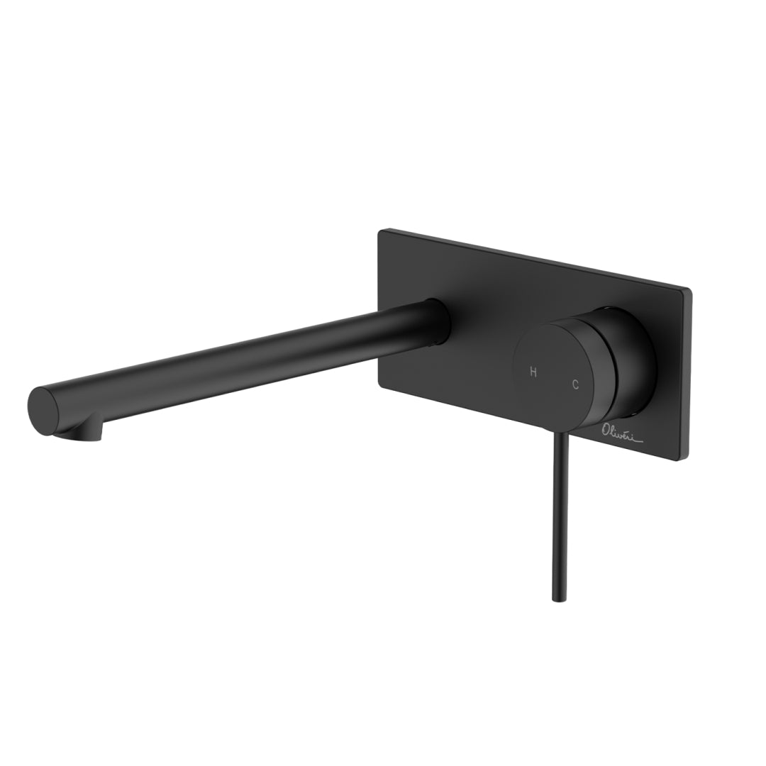 Oliveri Venice Straight Wall Mixer Set (Includes In-Wall Body) - LF Matte Black - VE108516FMB