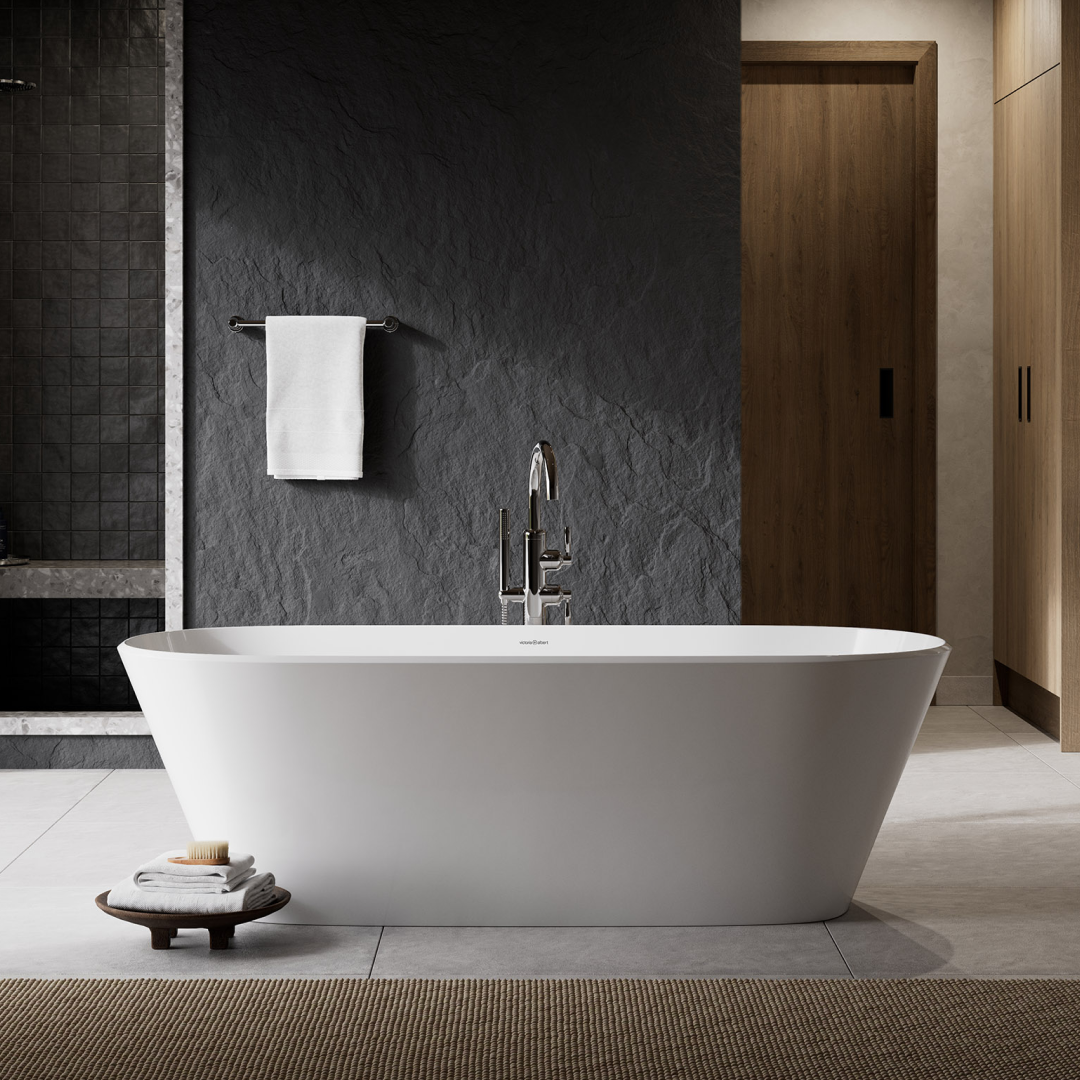 Victoria + Albert Vetralla 1800 Quarrycast Freestanding Bath - Matte White VE3M-N-SM-NO