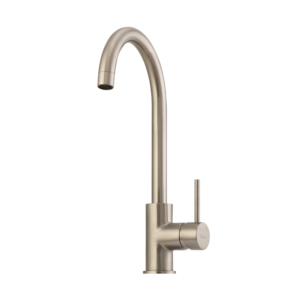 Oliveri Venice Gooseneck Sink Mixer - Brushed Nickel - VE520FBN