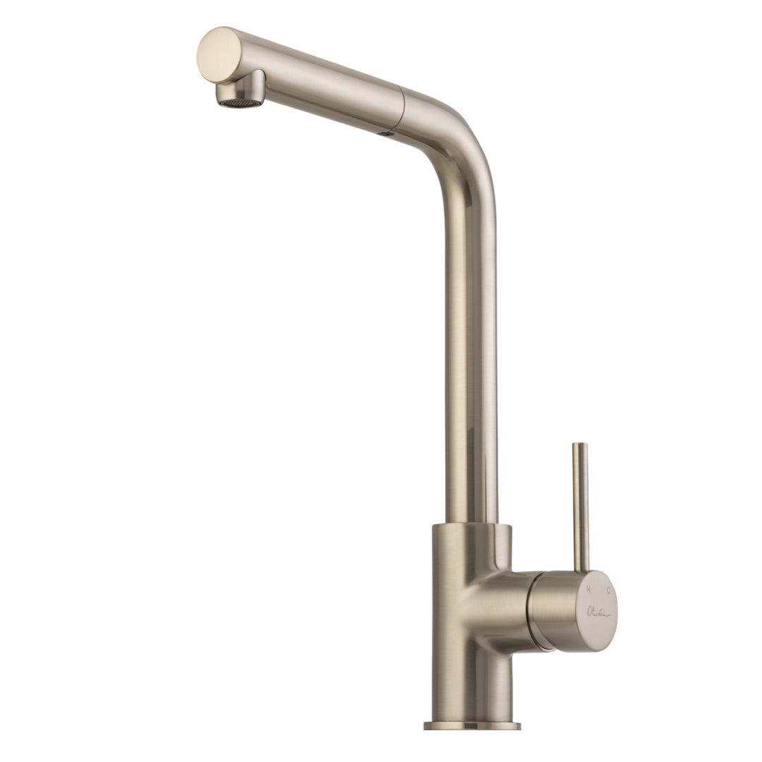 Oliveri Venice Pull-Out Right Angle Sink Mixer - LF Brushed Nickel - VE570FBN-P