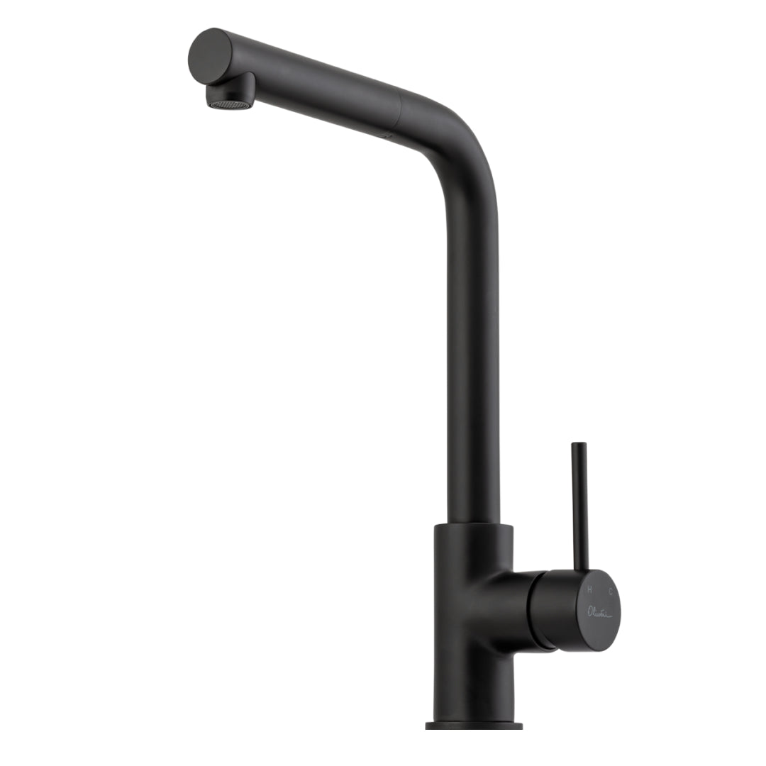 Oliveri Venice Pull-Out Right Angle Sink Mixer - Matte Black - VE570FMB-P