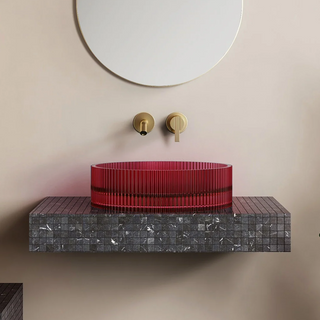 Cassa Wow V-Groove Translucency Round Above Counter Basin - Vivid Red - VG363610VR
