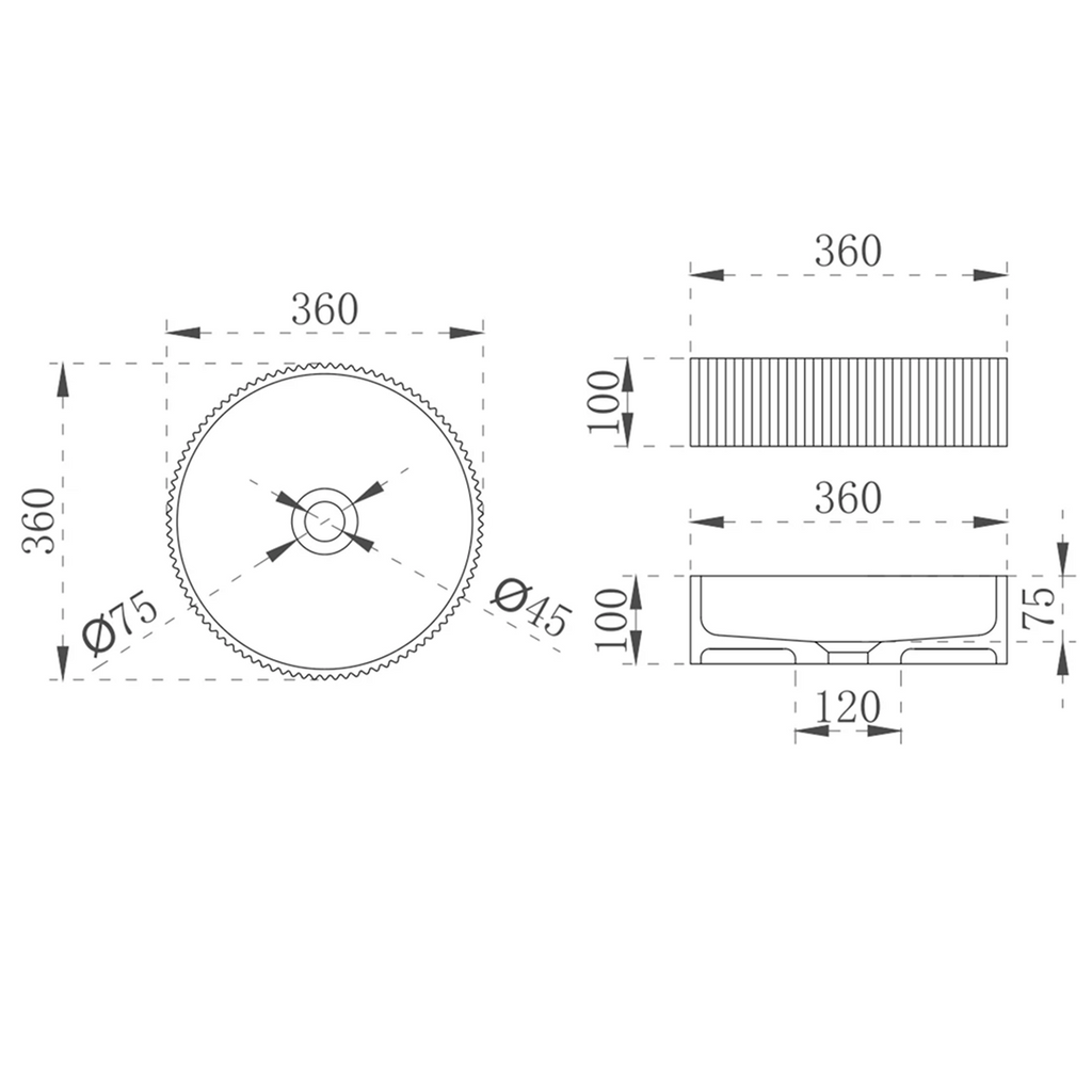 Cassa Wow V-Groove Translucency Round Above Counter Basin - Amber Brown - VG363610AB