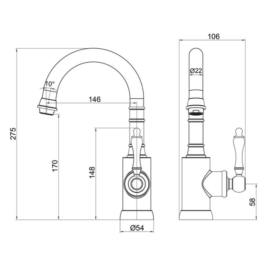 Villeroy & Boch Avia 2.0 Gooseneck Basin Mixer - Ceramic/Brushed Nickel - 5376580B