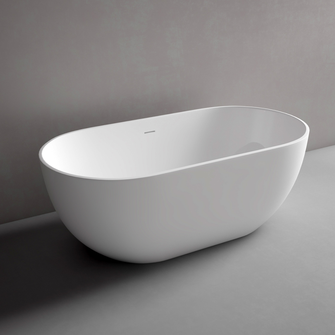 Studio Bagno Vita 1700 Freestanding Bath (Includes Overflow) - Satin White - VIT007/SGW