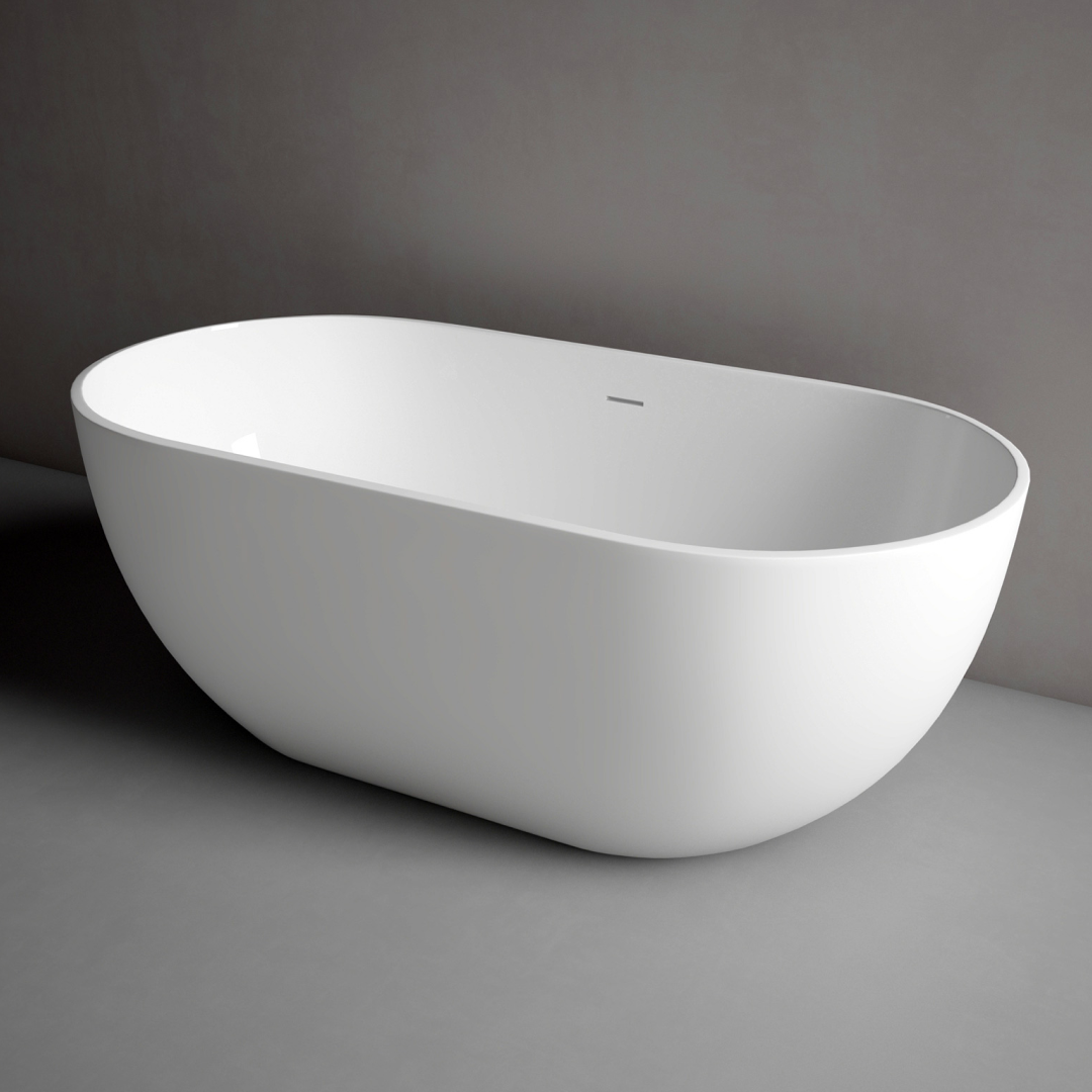 Studio Bagno Vita 1700 Freestanding Bath (Includes Overflow) - Satin White - VIT007/SGW