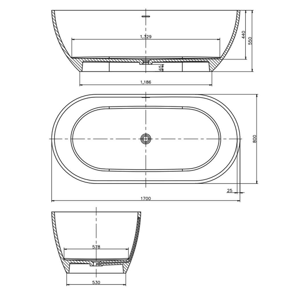 Studio Bagno Vita 1700 Freestanding Bath (Includes Overflow) - Satin White - VIT007/SGW