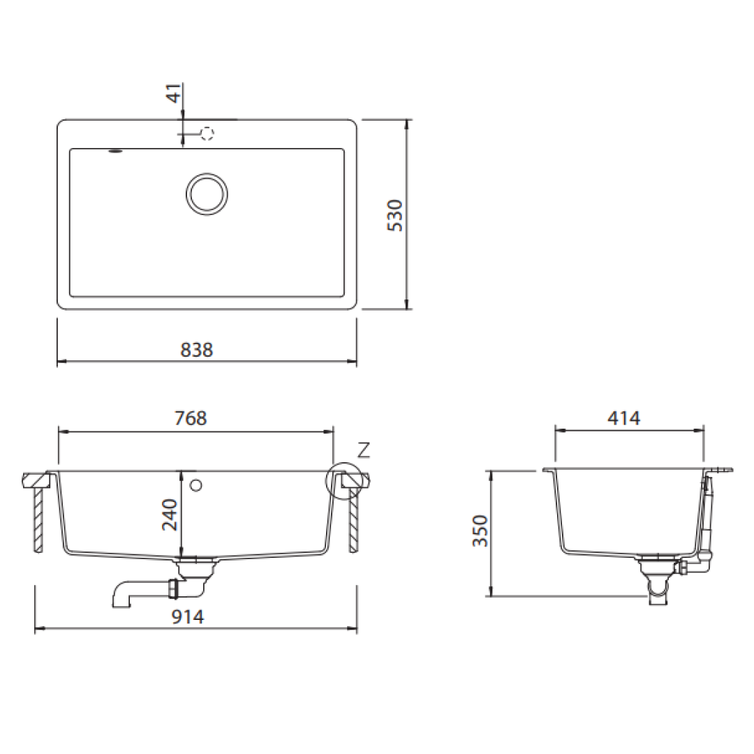 Abey SCHOCK Virtus Topmount Single Bowl Sink 1TH - Alpina - VN-100XLW