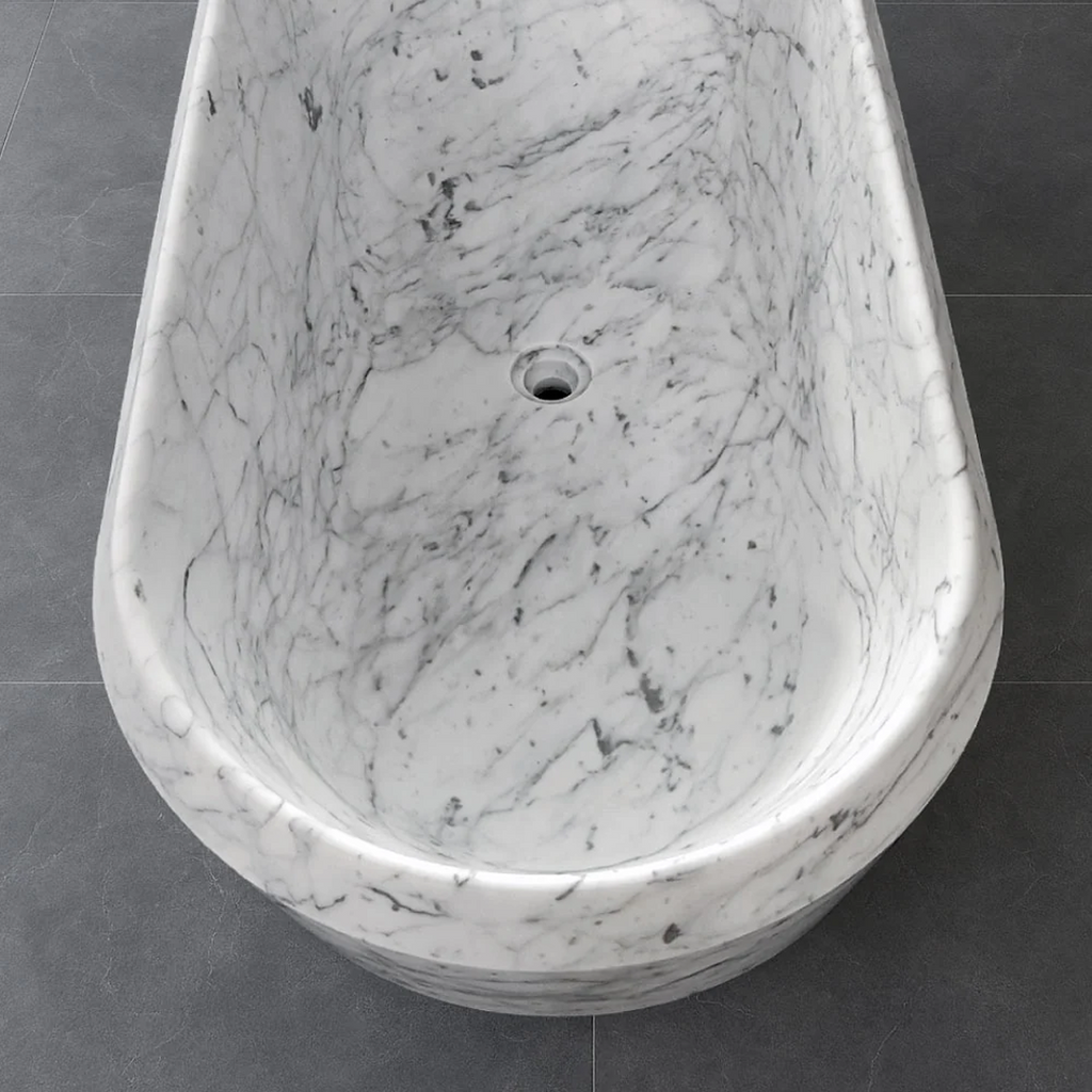 Parisi Esclusivo Naturale 1680 Marble Freestanding Bath - Statuario White VNT-1700-STW