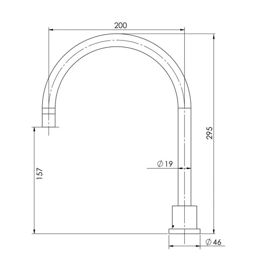 Phoenix Vivid Pin Lever Hob Spa 200mm Gooseneck Outlet - LF Chrome - VP074-00-1