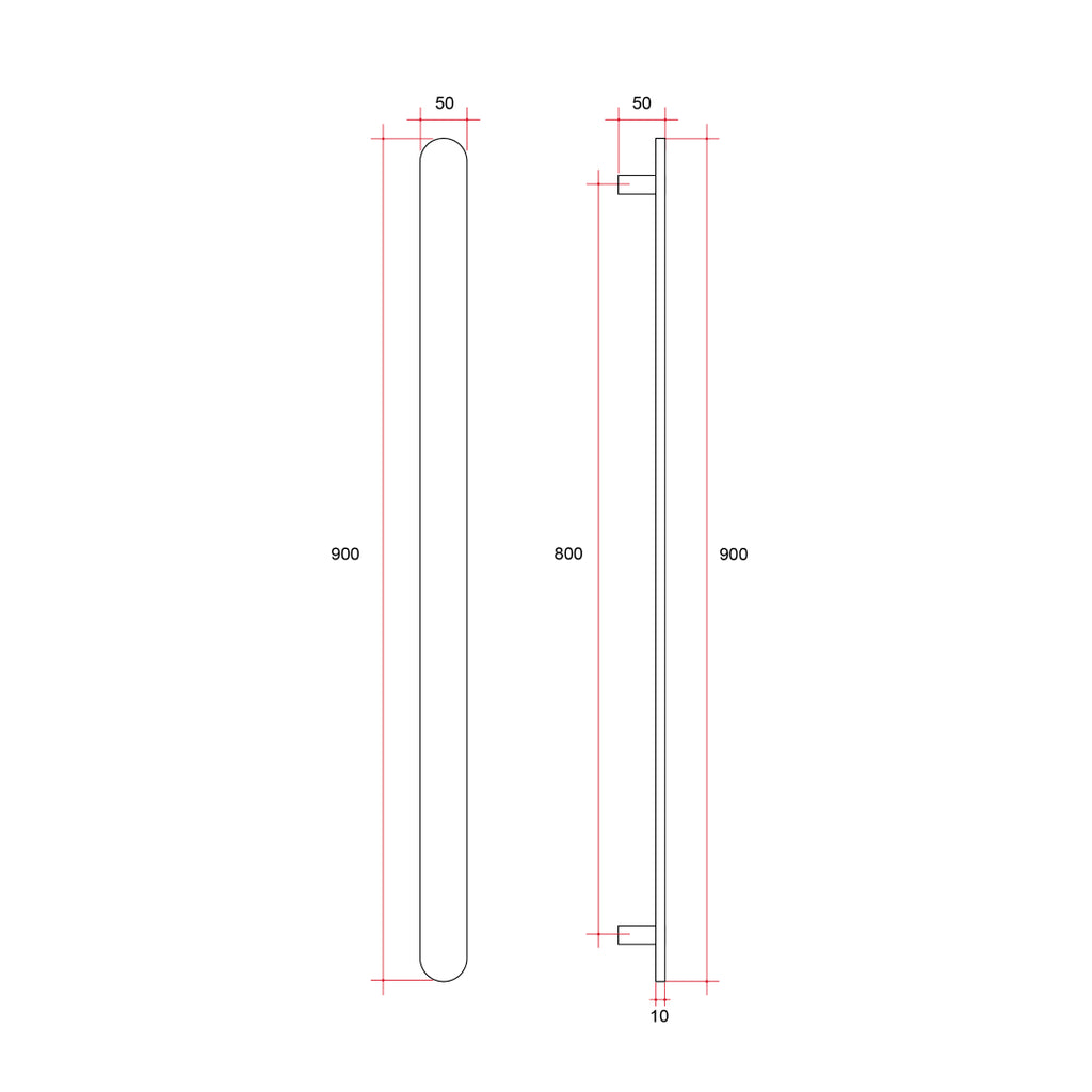 Thermorail 12V Flat/Pill Vertical Bar 900mm - VP900BN Brushed Nickel