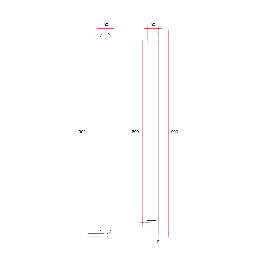 Thermorail 12V Flat/Pill Vertical Bar 900mm - VP900BN Brushed Nickel