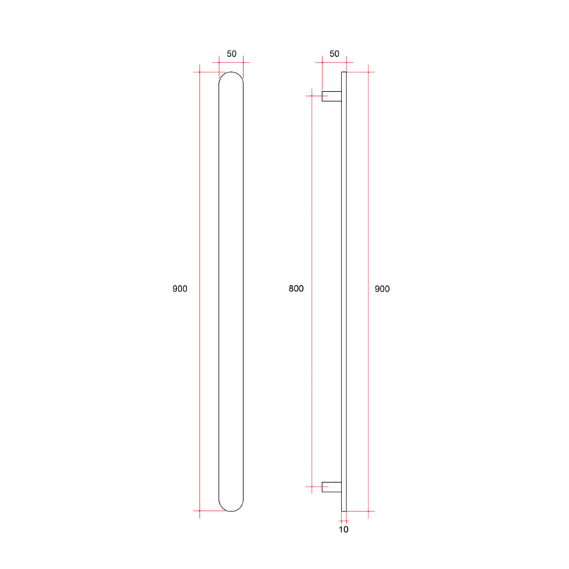 Thermorail 12V Flat/Pill Vertical Bar 900mm - VP900BN Brushed Nickel