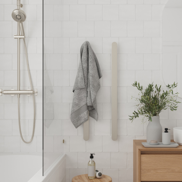 Thermorail 12V Flat Pill 900 Vertical Single Heated Towel Rail - VP900BR Brushed Stainless Steel