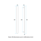 Thermorail 12V Flat Pill 900 Vertical Single Heated Towel Rail - VP900BR Brushed Stainless Steel