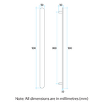 Thermorail 12V Flat Pill 900 Vertical Single Heated Towel Rail - VP900 Polished Stainless Steel