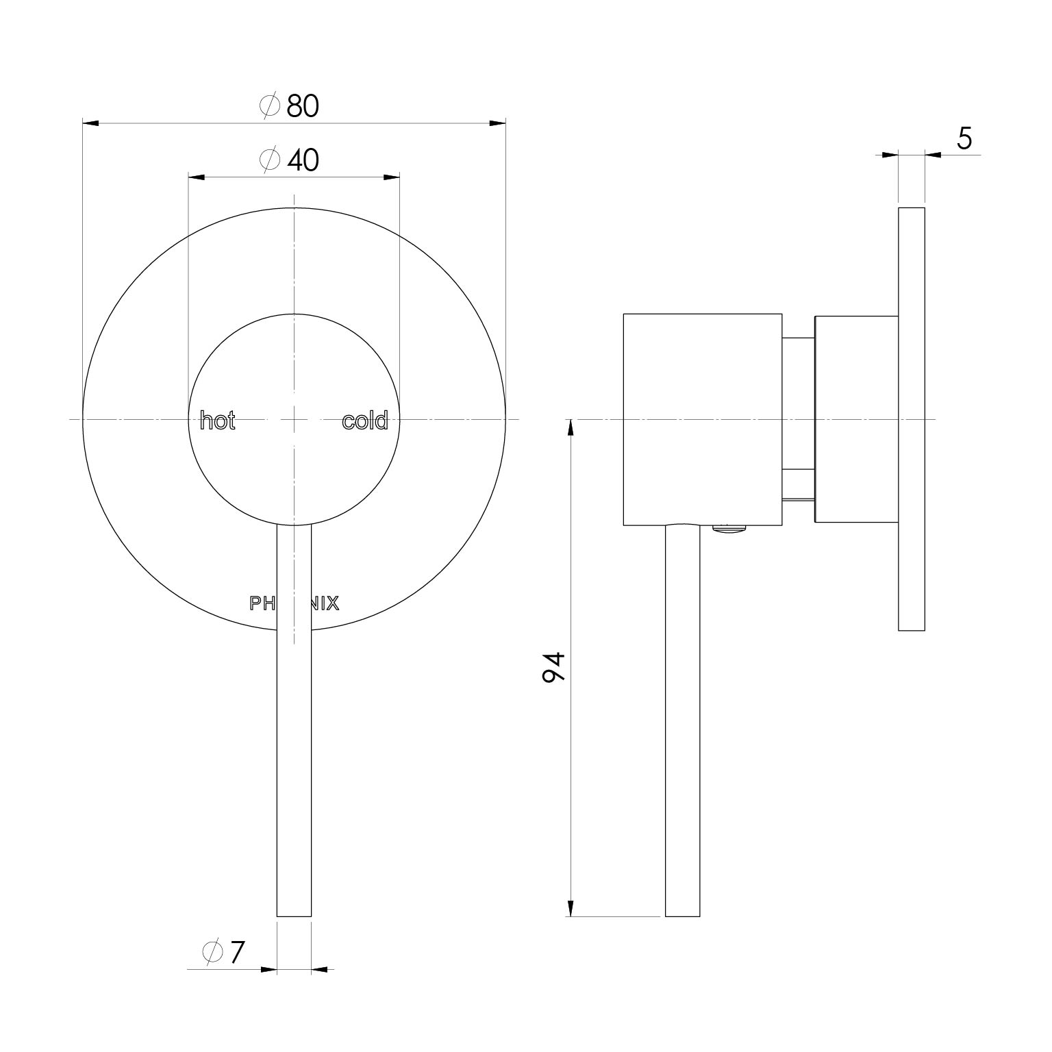 Phoenix Vivid Slimline SwitchMix Shower / Wall Mixer Trim Kit Only - LF Brushed Gold - VS2805-12-1