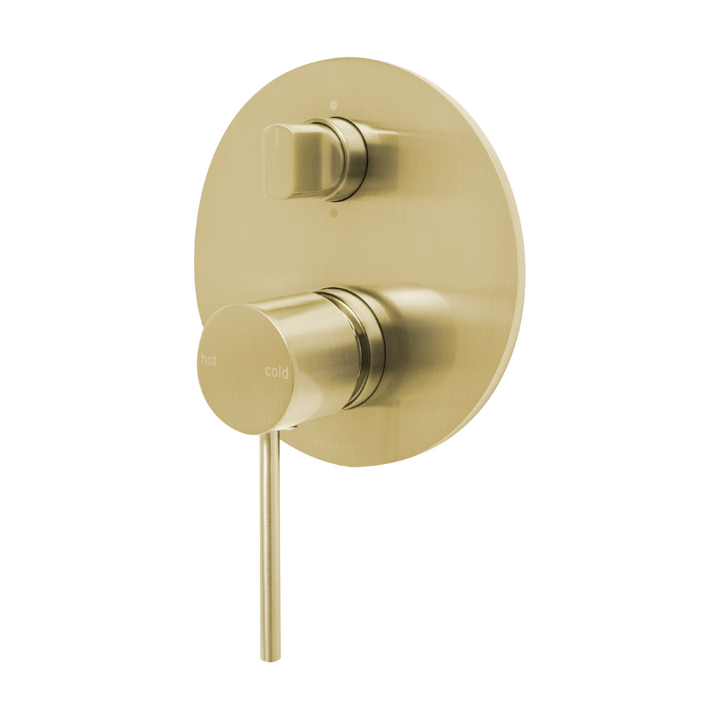 Phoenix Vivid Slimline SwitchMix Shower/Bath Diverter Mixer (Includes In-Wall Body) - LF Brushed Gold VS2910-12-1