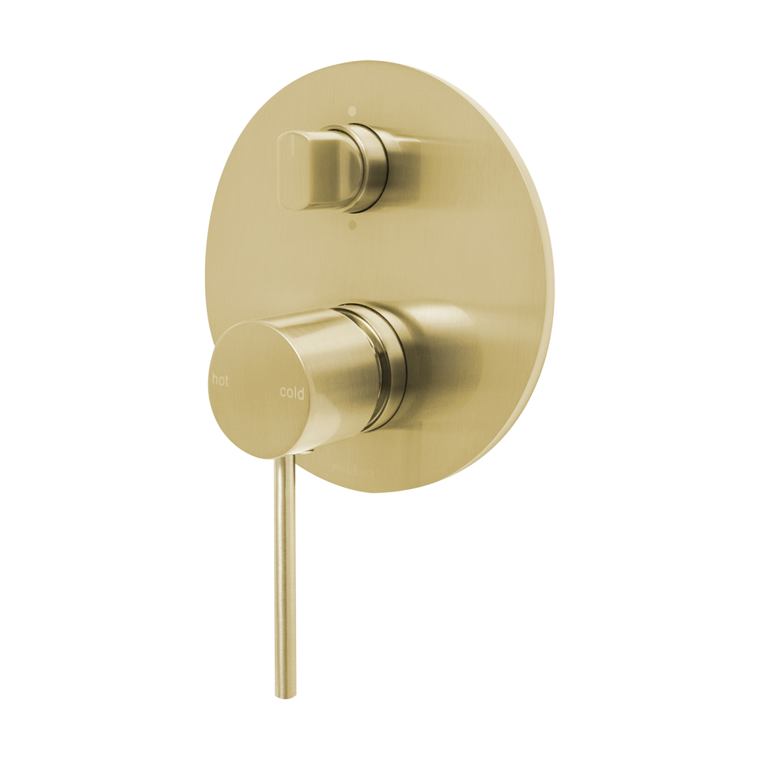 Phoenix Vivid Slimline SwitchMix Shower/Bath Diverter Mixer (Includes In-Wall Body) - LF Brushed Gold VS2910-12-1