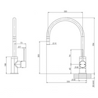 Phoenix Vivid Slimline Gooseneck Sink Mixer 220mm - LF Brushed Nickel - VS733-40-1