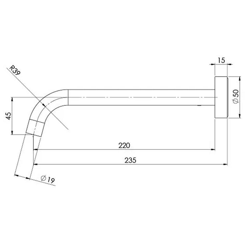 Phoenix Vivid Slimline 230mm Curved Wall Basin Spout - LF Brushed Nickel - VS7630-40-1