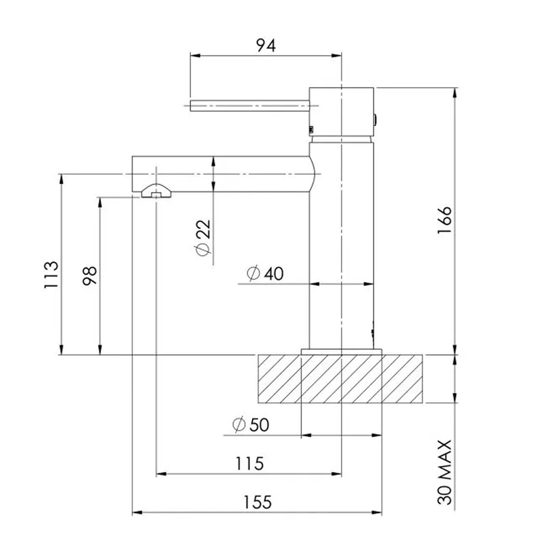 Phoenix Vivid Slimline Basin Mixer - LF Brushed Gold - VS770-12-1
