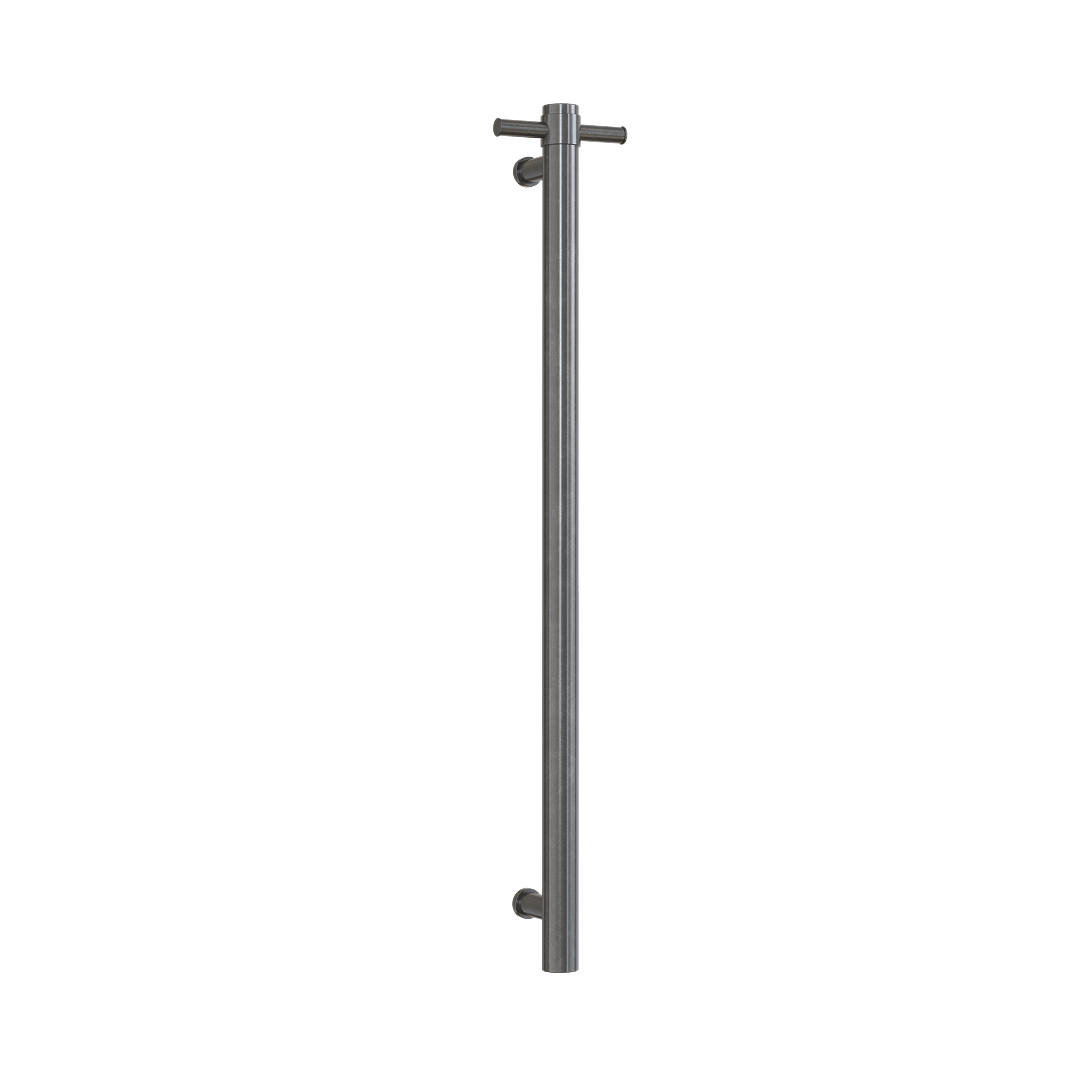 Thermogroup Round Vertical Single Heated Towel Rail - Brushed Gun Metal - VS900HBGM