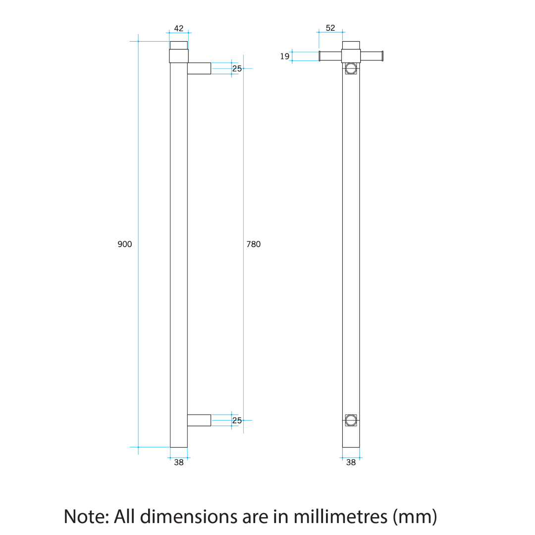 Thermogroup Round Vertical Single Heated Towel Rail - Brushed Gun Metal - VS900HBGM