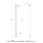 Thermorail 12V Straight 900 Round Vertical Single Heated Towel Rail - VS900HBL Horizon Blue