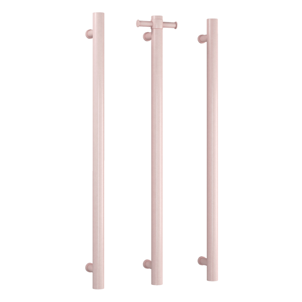 Thermorail 12V Straight 900 Round Vertical Single Heated Towel Rail - VS900HDP Dusty Pink