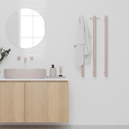 Thermorail 12V Straight 900 Round Vertical Single Heated Towel Rail - VS900HDP Dusty Pink