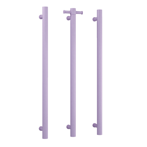 Thermorail 12V Straight 900 Round Vertical Single Heated Towel Rail - VS900HLS Lilac Satin