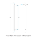 Thermorail 12V Straight 900 Round Vertical Single Heated Towel Rail - VS900HLS Lilac Satin
